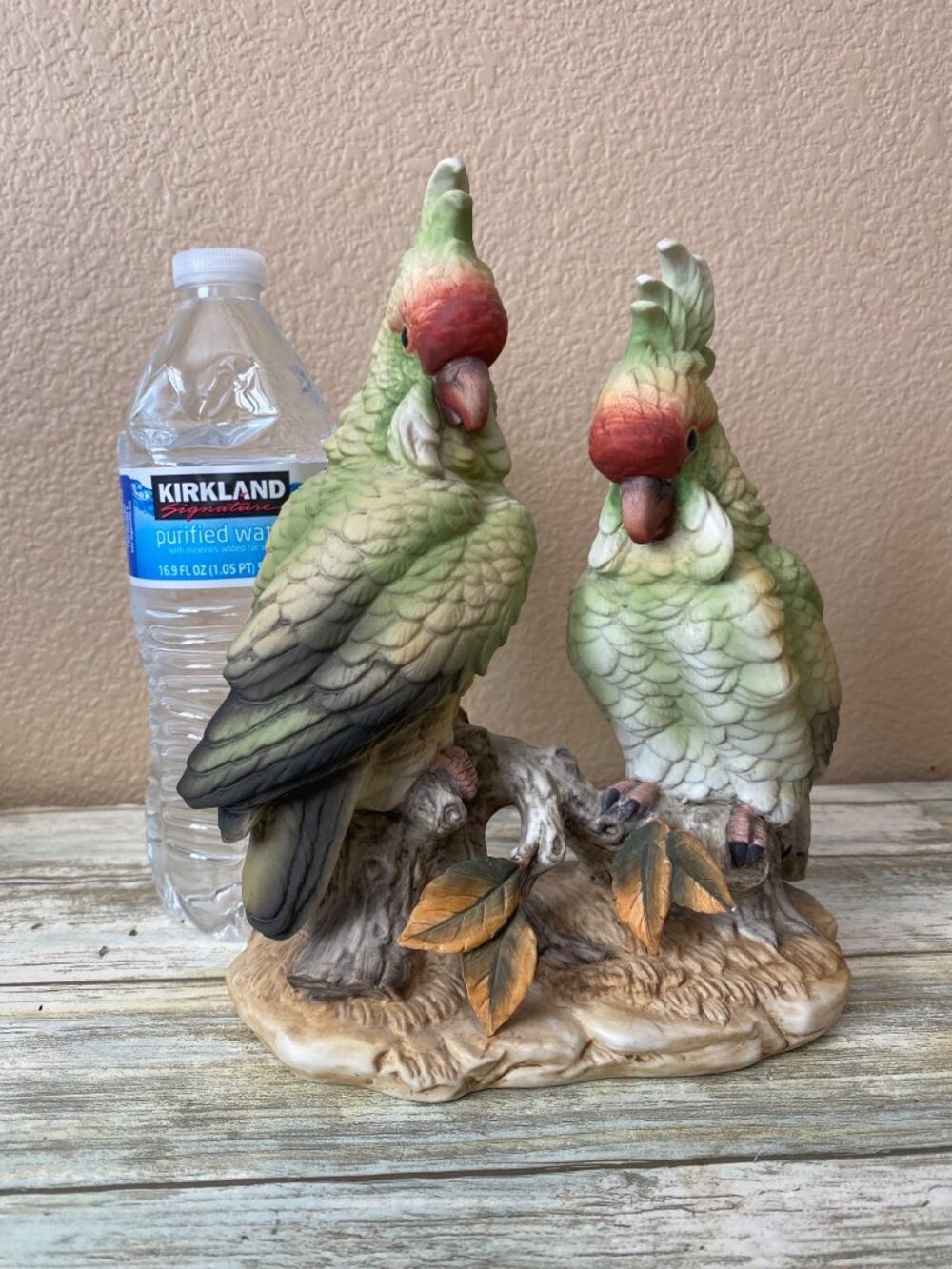 Vintage Andrea by Sadek Green Cockatoos Parrots Figurine Pair - No Box - Picture 2 of 14
